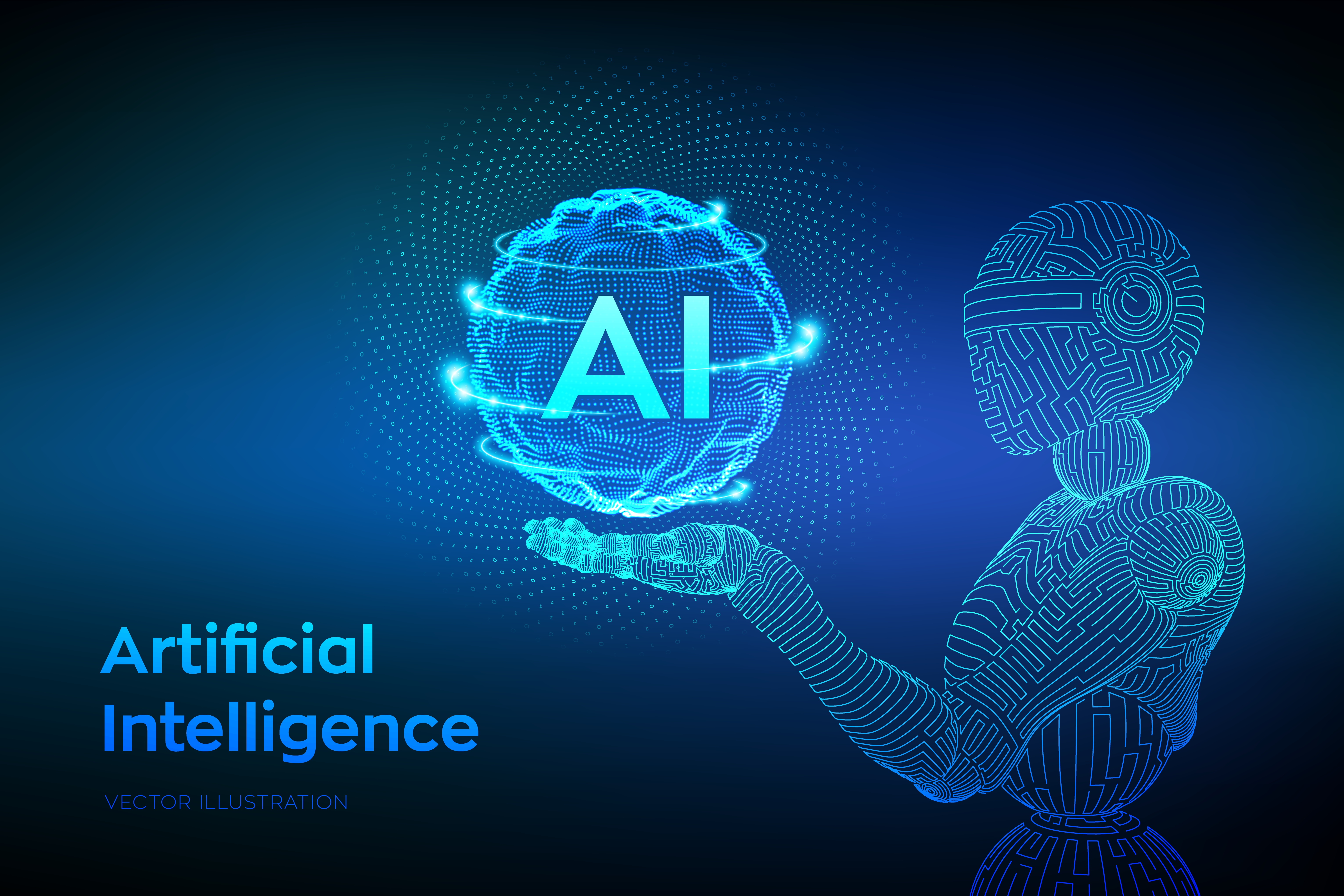 An image of a robot holding a human hand, symbolizing the intersection of human and artificial intelligenc